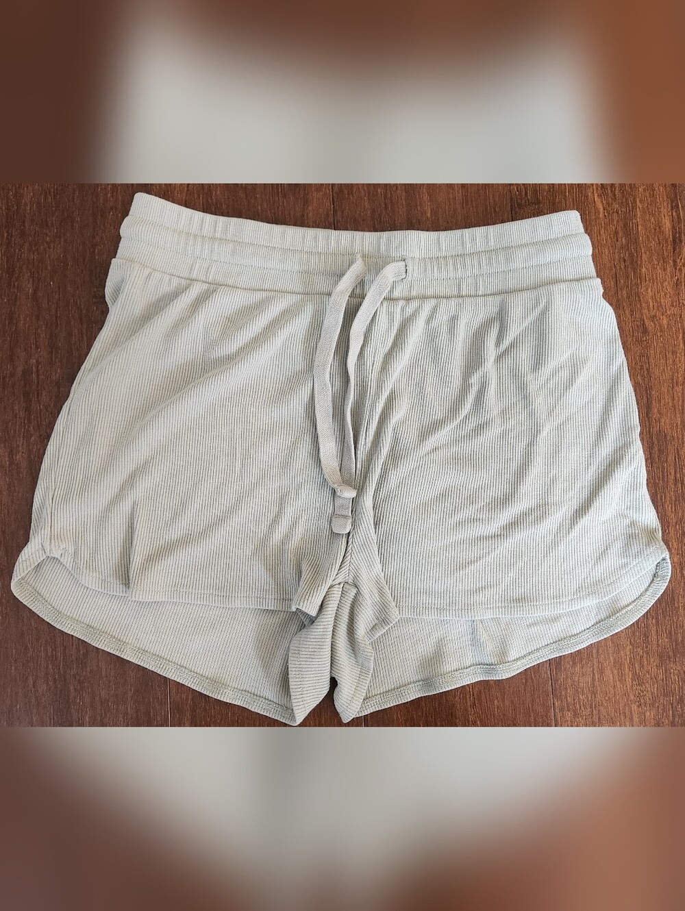 Roots Ribbed Drawstring Lounge Shorts - Sage Green Like New Sixe XS